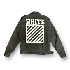 初期 OFF-WHITE バックプリント コーティング デニム ジャケット Gジャン オフホワイト  チャコールグレー系  S  65472Aのサムネイル
