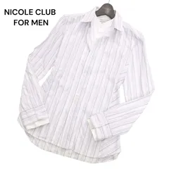 美品 Y2K 00s★ NICOLE CLUB FOR MEN ニコルクラブ フォーメン 通年 レイヤード風★ 長袖 ストライプ シャツ Sz.46　メンズ