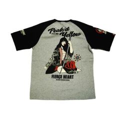 ピークドイエロー エフ商会 半袖 Tシャツ PYT-245 "姉御剣士" 抜染プリント バイカー アッシュグレー/ブラック