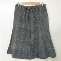 #anc うさと ウサト USAATO パンツ ガウチョパンツ 青 白系 オレンジ ストライプ ワイド アンクル丈 レディース [952547]