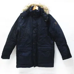 TOMMY HILFIGER トミーヒルフィガー ダウン コート ファー ブルゾン ネイビー レッド メンズ サイズ M C887890431-410