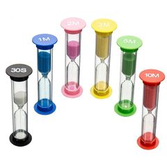 【特価】サムコス 砂タイマー プラスチック砂時計タイマー 30秒/1分/2分/3分/5分/10分 6色セット カラフルな砂時計時計