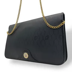 Christian Dior クリスチャンディオール ショルダーバッグ ハニカム柄 ブラック 黒 PVC×レザー チェーンショルダー クロスボディ 斜め掛け ゴールド金具 ヴィンテージ D7