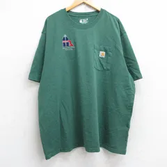 XL/古着 カーハート 半袖 ブランド Tシャツ メンズ ワンポイントロゴ manufacturing 胸ポケット付き 大きいサイズ ロング丈 クルーネック 
