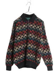 【お得なクーポン配布中!】 90s カナダ製 TUNDRA 3D 立体編み ニット ポロシャツ メンズ XL 90年代 オールド セーター ヘビーウェイト 総柄 マルチカラー 大きいサイズ