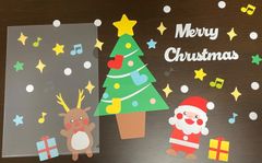 【壁面飾り】クリスマス　サンタさんとトナカイ　ツリー【保育教材】12月　冬　プレゼント　サンタクロース　赤鼻　メリークリスマス　音符　キラキラ　雪　星　幼稚園　保育所　老人ホーム　施設