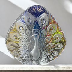 スウェーデン製 クリスタルガラス 工芸品 孔雀 アンティーク 骨董品 ガラス工芸品 透明