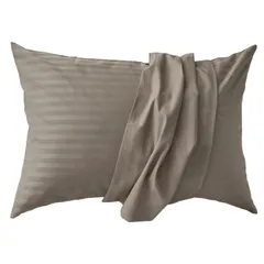 新品 エトワール 枕カバー サテンストライプ 防ダニ 北欧 50×70cm グレージュ