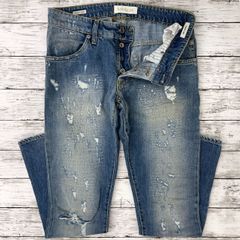 【W29】SIVIGLIA DENIM LAB ヴィンテージ ウォッシュ テーパード クラッシュ デニム/シビリア ジーンズ/ライトブルー/リペア加工 穴あき加工/274 P17EE1P026S2S439/ 服飾 (71-2025-0624-KO-007)