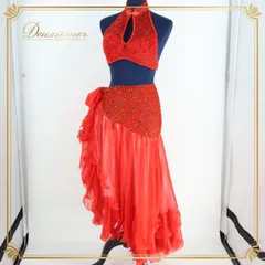 ベリーダンス オリエンタル 衣装 上下セット 赤 ゴールド 花柄 ラメ レース フリル レッド系 ホワイト系 発表会 イベント 舞台 コスチューム トップス スカート アクセサリーセット ダンス衣装 エレガント パフォーマンス ステージ衣装 キラキラ