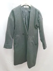 ◇ natural couture Vネック　ダブルボタン　起毛　裏地　シンプル 長袖 コート サイズF グレー系 レディース E  【1303090019334】