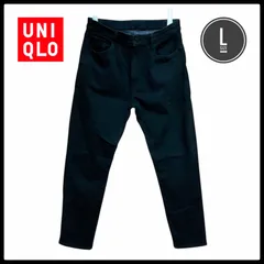 ユニクロ UNIQLO EZYジーンズ ストレッチ イージーパンツ ウエストゴム ドローコード ブラック デニム L 475597