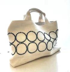 ミナペルホネン♡ハンドバッグ　パニーニ　タンバリン　刺繍　ブラウン ナチュラルブランド【mina perhonen/ミナ ペルホネン】より
