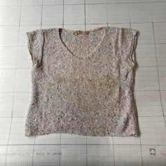 ト2509-①-5143 モリオカサチコ　MORIOKA SACHIKO マルチカラー　レトロ　Ｖネックニット