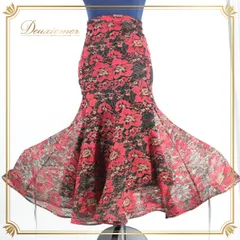 社交ダンス 衣装 スタンダード スカート 黒 ブラック系 レッスンウェア 練習着 レッド系 赤 花柄 ゴールド系 金 ICHIOKU イチオク スカート フレア ストレッチ ゆったり 上品 シック デザイン レディース ダンスウェア 花模様 おしゃれ