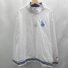 ◇ ⊂ Genuine Merchandise ハイネック ハーフジップ 長袖 プルオーバー サイズLL ホワイト ブルー メンズ E  【1502030038132】