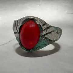 リング 指輪 赤 シンプル 23号 インディアンジュエリー シルバー 70 ブラス 30 アクセサリー ビンテージ 50s ~ 60s 70s 80s ナバホ族 サントドミンゴ族 天然石 メンズ レディス 一点物 アンティーク Z   1500 p60