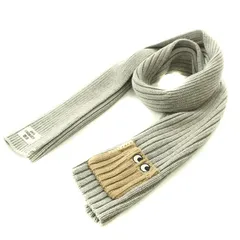 アニヤハインドマーチ ANYA HINDMARCH UNIQLO ヒートテックニットマフラー リブ 刺繍 ウール混 グレー ベージュ 470091 /BB ■OFのサムネイル