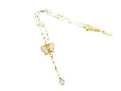 ANNASUI アナスイ バタフライモチーフ ラインストーン ネックレス ペンダント アクセサリー レディース ゴールド系×ピンク系 DJ6461