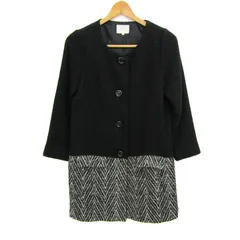 グローブ ノーカラーコート ウール混 ブランド 黒 レディース Mサイズ ブラック系 grove 【中古】