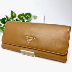 PRADA プラダサフィアーノ 二つ折り 長財布 ウォレット 小銭入れ 札入れ カード入れ レザー キャメル メンズ レディース ユニセックス B-227