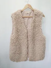 ■ ⊇ classicalelf クラシカルエルフ ノースリーブ プードルフェイクファーベスト サイズL ライトピンク系 レディース E  【1411130005039】