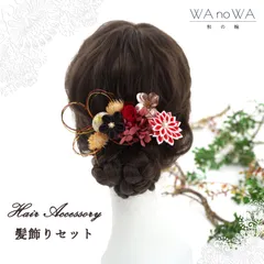髪飾り 髪飾りセット 剣つまみ つまみ細工 ドライフラワー レッド ブラウン ボルドー 成人式 振袖 卒業式 袴 七五三 WA-K-55