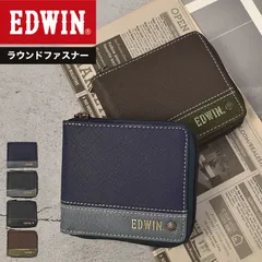 二つ折り財布 EDWIN エドウィン メンズ ラウンドファスナー ブランド 小銭入れあり お札入れ カード入れ 中学生 高校生 ギフト プレゼント 薄い 薄型 ショートウォレット サイフ スリム レザー ビジネス 通勤のサムネイル