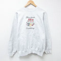 XL/古着 長袖 スウェット メンズ 90s ギャンブル 刺繍 クルーネック 薄グレー 霜降り 24may16 中古 スエット トレーナー トップス