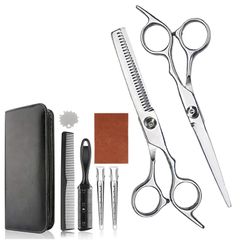 【在庫処分】失敗しない 収納ポーチ付き プロ仕様 理容 本格 ステンレス製 家庭用 大人 子供 赤ちゃん キッズ さんぱつ 自宅 ヘアカット ヘアカット 前髪 髪切りはさみ ハサミ すき率 低 段刃 抜群 切れ味 セット はさみ 散髪 【日本国内2重検品】ハイ
