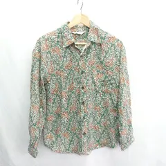 ◇ ⊇ BACKS バックス ペイズリー柄 長袖 シャツ サイズM グリーン オレンジ系 メンズ E  【1410290015421】