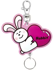【中古】キーホルダー うさぎハート ラバーリールキーホルダー 「たべっ子どうぶつ」