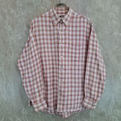 HELLY HANSEN ヘリーハンセン チェック 柄 胸ポケット ラウンドカット  ピンク ホワイト 白 ブラウン 茶色 グリーン 緑 L シャツ