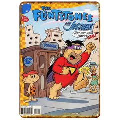 【835】新品 レトロ アルミ看板 ★ THE FLINTSTONES ★ 原始家族フリントストーン テレビアニメ ホームコメディ アメリカン雑貨 ガレージ フェンス ヴィンテージ ブリキ看板