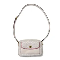 COACH シグネチャー カメラバッグ ショルダーバッグ ホワイト PVC レザー B2032-640
