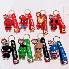 ［単品］アメコミ アベンジャーズ アイアンマン キャプテンアメリカ ドクターストレンジ スパイダーマン グルート ハルク サノス デットプール バットマン ヴェノム キーホルダー ストラップ 全10種