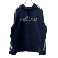 adidas ロゴスウェット パーカー M ネイビー アディダス フーディー プルオーバー 裏起毛 カットソー 古着卸 アメリカ仕入 a709-6194