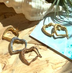 【 ハワイアンジュエリー 】 オープン ハート ワンタッチ ピアス ( ゴールド / シルバー / ピンクゴールド ) 片耳 / サージカルステンレス SUS 316L / つけっぱなし 錆びない / 金属アレルギー対応 ニッケルフリー / ギフト プレゼント