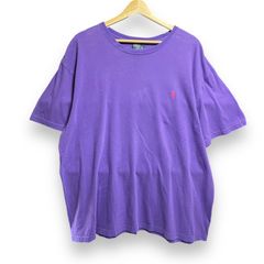 【シルエット良】 ラルフローレン　胸ポニー　ワンポイント刺繍　プレーンTシャツ　紫　パープル
