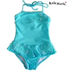お得なクーポン配布中！ 在庫処分品！ケイトマック 子供 水着 ブルー Ruffle flower  女の子  ジュニア キッズ  ワンピース 水着 かわいい フリル 2T 3T 90cm 100cm 90 100 子供水着 キッズ水着 女の子水着 学校用水着 