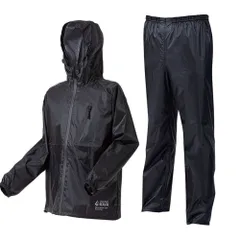 ☆ ブラック ☆ Lサイズ ☆ 軽量カジュアルレイン レインウェア 上下 レインコート 上下セット レインパンツ レインポンチョ カッパ 合羽 かっぱ 雨具 雨合羽 レインウエア メンズ レディース 軽量 反射 自転車 バイク 通勤 通学 男女兼用