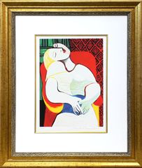 シャガール、『緑色の恋人たち』、希少な画集より、新品高級額・額装付