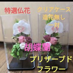 特選仏花　異形ガラスドーム　中　一対　造花無し　蓮の花　プリザーブドフラワー 特選仏花 異形ガラスドーム 中 一対 造花無し 蓮の花