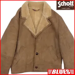 Schott ムートンコート　ブラウン　くるみボタン アメリカ製 XLサイズ ☆schott USA製 ムートン フライトジャケット B-3 B3 ボア 42