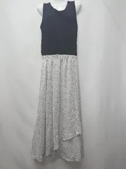 ◇ ⊂ アンデミュウ ドット ニット ノースリーブ ロング ドッキング ワンピース サイズF ホワイト ブラック系 レディース E  【1507010008099】