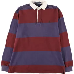 古着 ラルフローレン Ralph Lauren POLO by Ralph Lauren ボーダー柄 長袖 ラガーシャツ メンズS相当/eaa581114