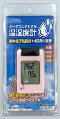 オーム電機 【ポータブル】デジタル温湿度計(ピンク) TEM-800P