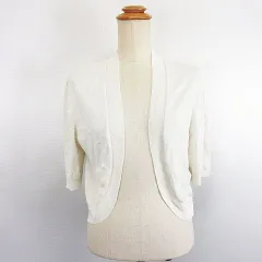 ローレンラルフローレン LAUREN RALPH LAUREN ニット ボレロ カーディガン 五分袖 M アイボリー ※EKM