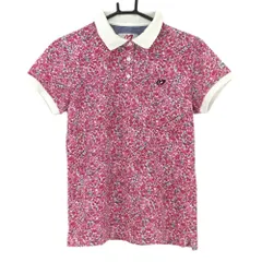 ★特価★【美品】マスターバニー 半袖ポロシャツ ピンク×白 花柄  レディース 2(Ｌ) ゴルフウェア MASTER BUNNY EDITION