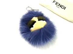 ■極美品■ FENDI フェンディ バッグバグズ モンスター ファー バッグチャーム キーホルダー ネイビー系×マルチカラー FK1815